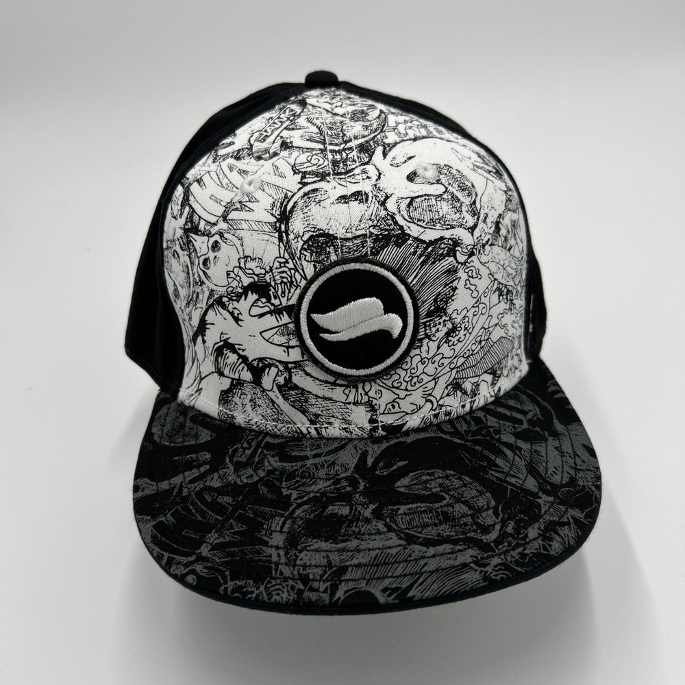 Tony Hawk A-Flex Hat Black White Graphic Sketch Skateboard Cap L/XL New